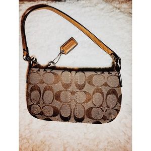 Coach Signature Canvas Adjustable Wristlet Clutch